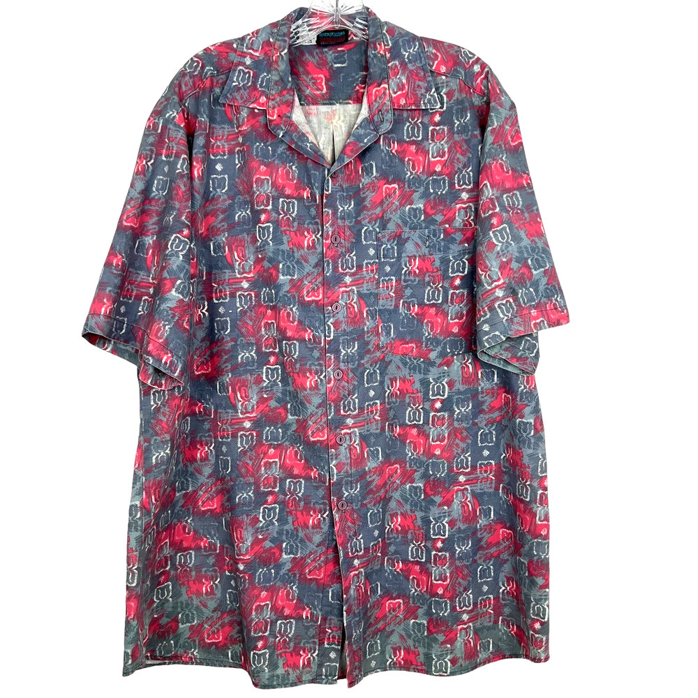 MAUI Men's Button-up Shirt Short Sleeves Colorful 100% Cotton Made in USA Size L